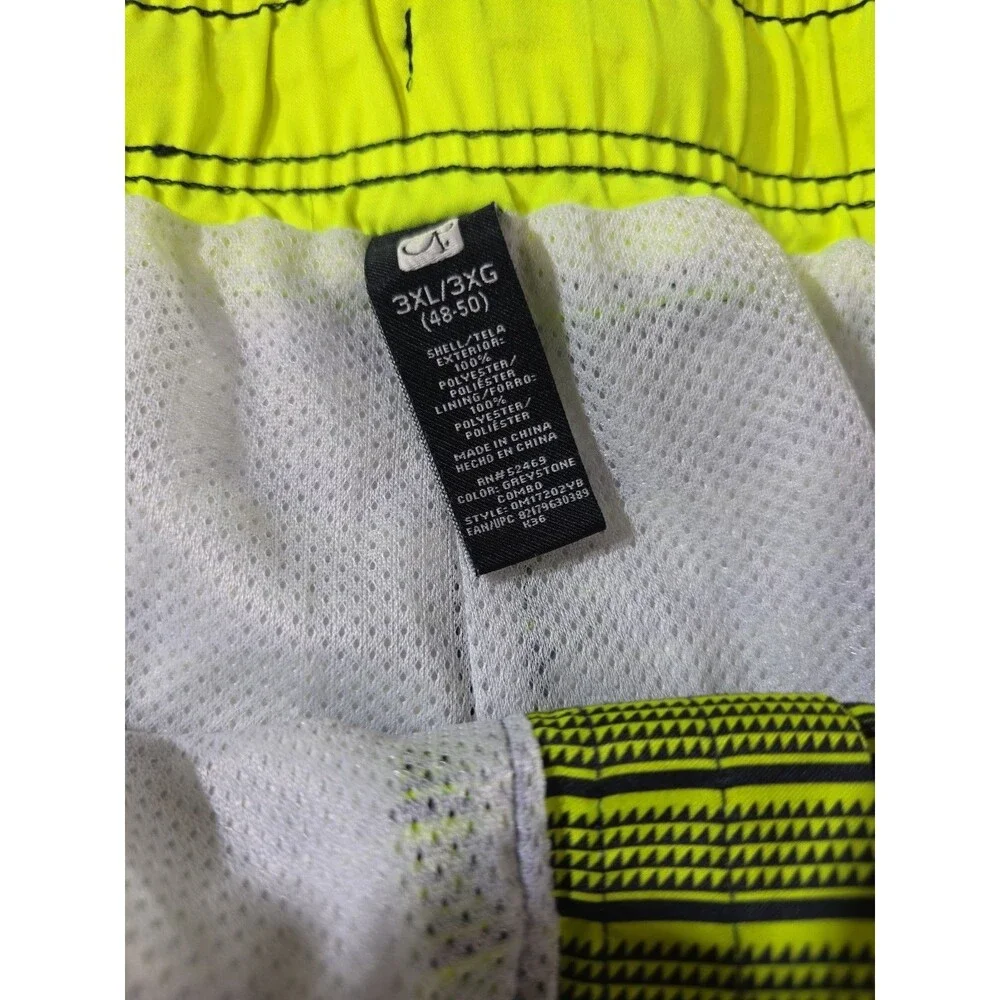 OP Ocean Pacific Mens Big Tall Board Shorts 3XL Neon Stripe Lined Trunks EUC